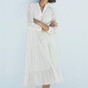 Zara White Eyelet Maxi Dress
